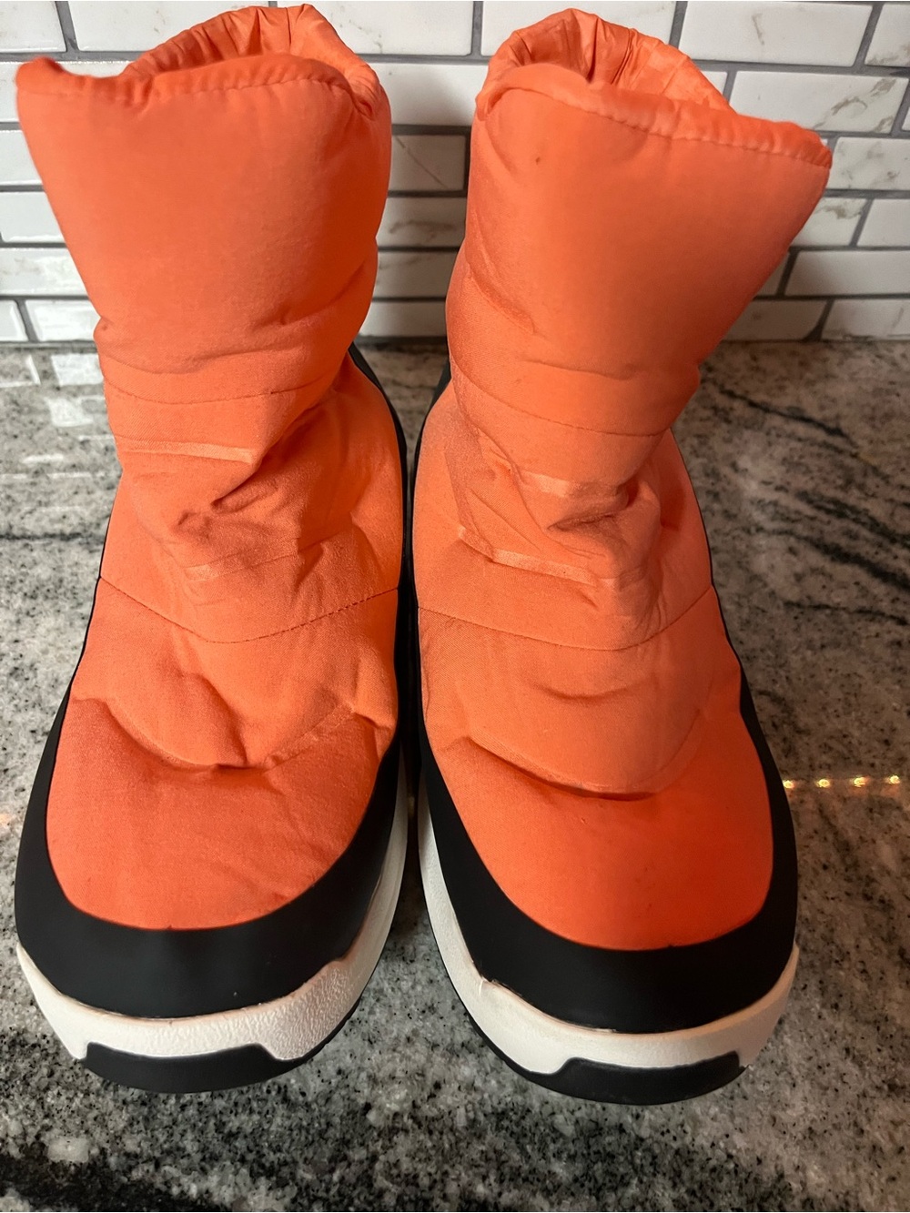 The North Face Winter Boots Women Orange Nuptse II Bootie 700 Dryvent Size 8